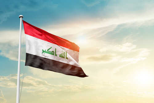 Iraq,National,Flag,Waving,In,Beautiful,Clouds.