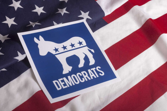 Democrat,Election,On,Textured,American,Flag