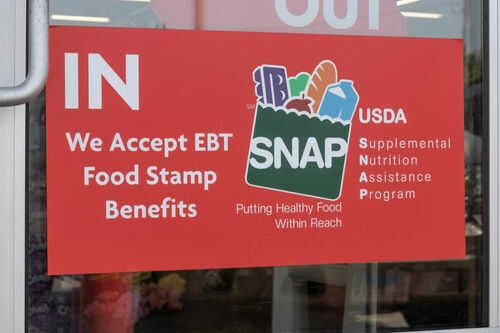 Sign stating acceptance of EBT food stamp benefits