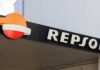 Repsol gas station sign featuring the company logo
