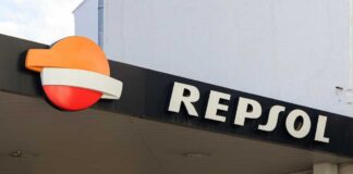 Repsol gas station sign featuring the company logo