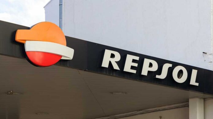Repsol gas station sign featuring the company logo