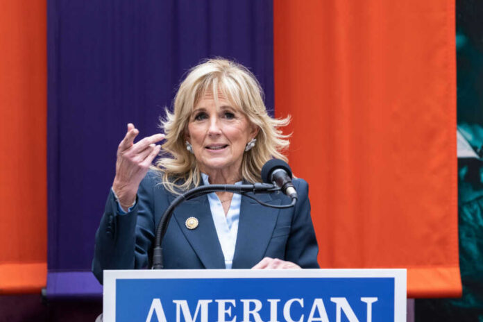 jill-biden-speaks2110065503jpg Woman speaking at a podium with microphone