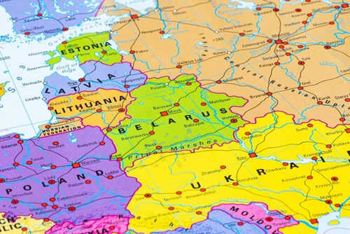 poland-estonia-latvia-lithuania-eu-countries2139615197jpg Colorful map of Eastern Europe showing countries and cities