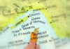 Map highlighting the Strait of Hormuz and surrounding regions