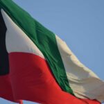 Kuwait national flag waving in the wind