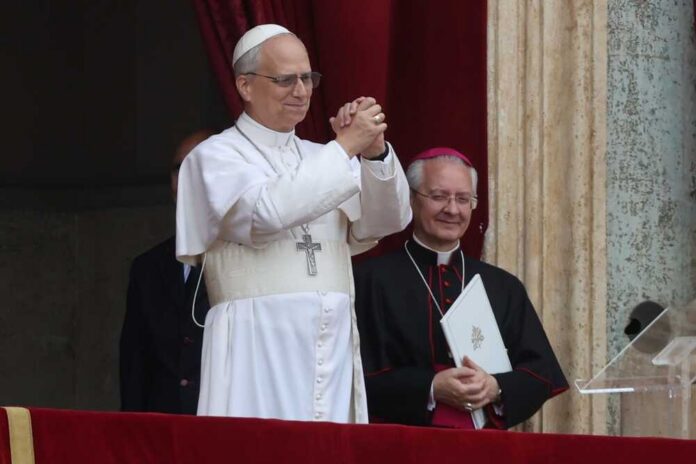 Rome,,Italy,-,May,11,,2025:,Pope,Leo,Xiv,,Robert Pope giving a blessing from a balcony
