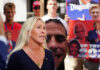 Shock Deletion: Greene Torches Platner Narrative Woman speaking at outdoor event with protest signs in background