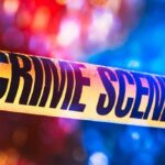 TikTok Warning, Then Midnight Bloodshed Crime scene tape with blurred emergency lights in background