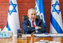 Lawfare Showdown: Will Bibi Survive? man in suit seated at desk with Israeli flags