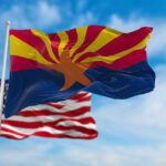 D.C. Meddling Sparks Arizona Firestorm Arizona state flag waving with U.S. flags in background