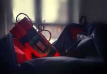 Oligarch Hit Job Shocks Monaco Timer device with red cylinders inside an open bag