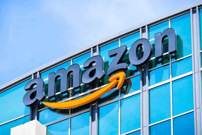 shutterstock_1083512990 Amazon logo on glass office building facade