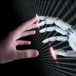Palantir’s Counterstrike: Take Back Control Human hand reaching toward a robotic hand