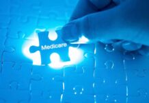 Subsidy Tsunami – Trillion-Dollar Health Blowout Looms Hand placing a puzzle piece labeled Medicare