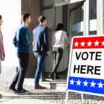 Texas Indictments Rattle Election Watchdogs voters lining up at a polling place entrance