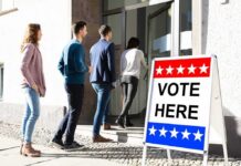 Texas Indictments Rattle Election Watchdogs voters lining up at a polling place entrance