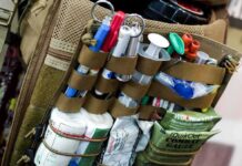 Battlefield Ketamine Hits Licensing Snag Tactical medical kit with organized supplies on a backpack