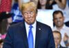 Acosta Torches Trump With Risqué Punchline Donald Trump with eyes closed and pursed lips at an event