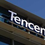 Tencent logo on a modern office building facade